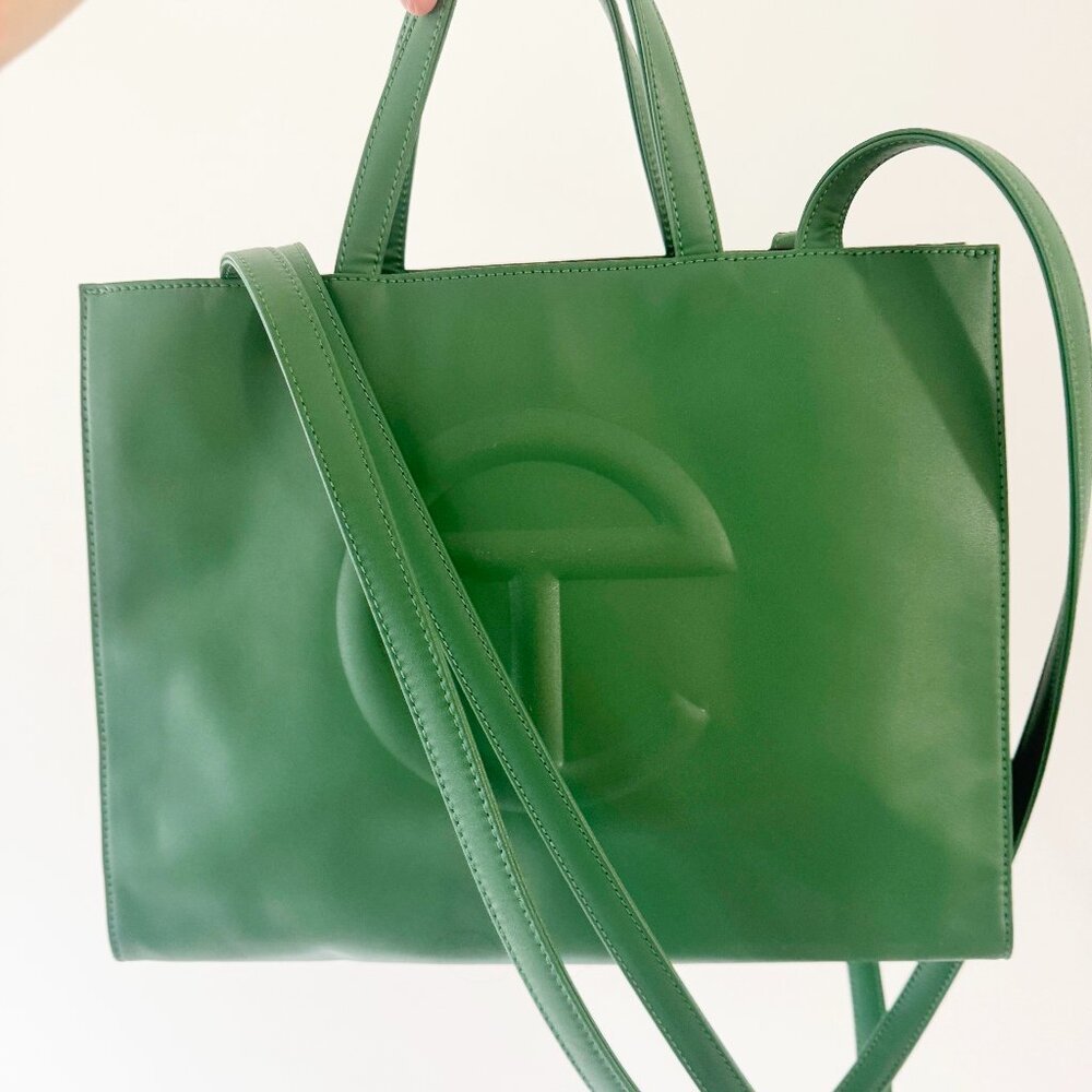 TELFAR Medium Bag Double Strap Handles Crossbody Handbag Green
